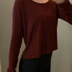 Brandy Melville maroon long sleeve cropped shirt